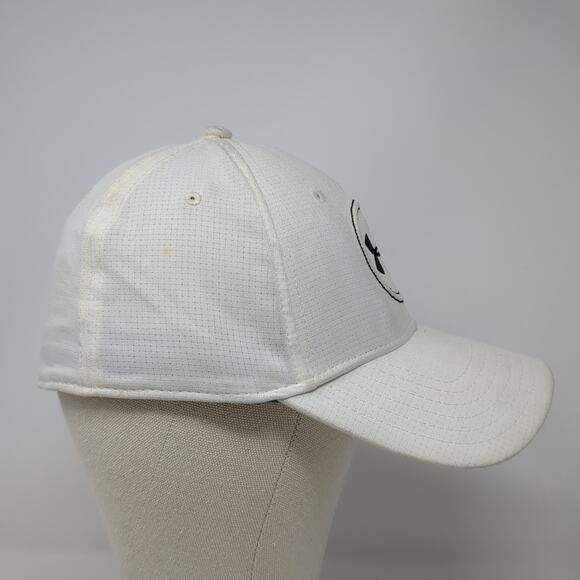 Under Armour Golf Fitted Baseball Cap White L Embroidered Vented Holes 6 Panel - Picture 5 of 9